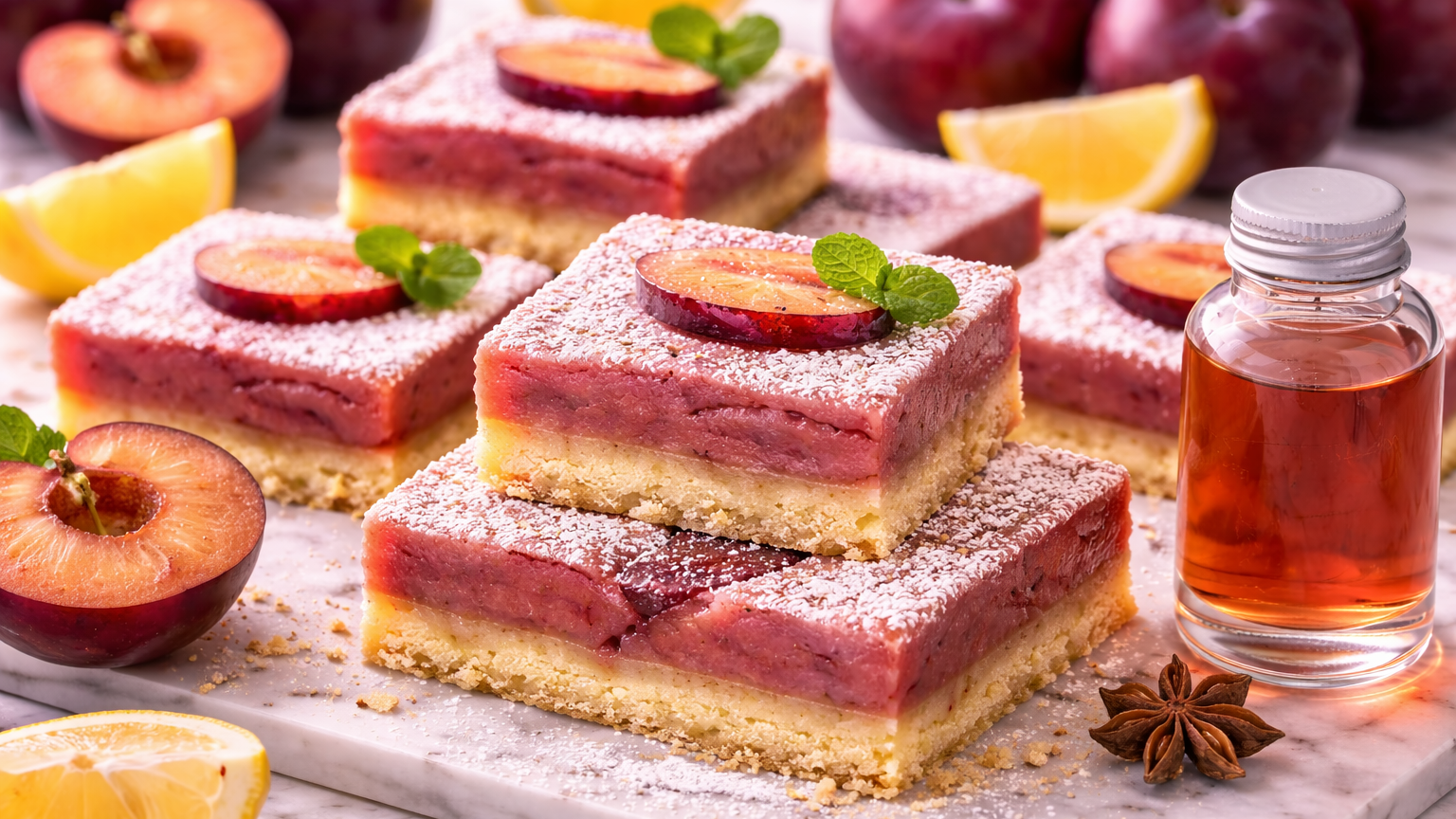 Plum-Extract Infused Plum Lemon Bars | Intense Plum Flavor Dessert Bars