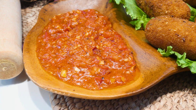 Image of Blend Scotch bonnet peppers, tomato, onion, garlic, vinegar, and salt...