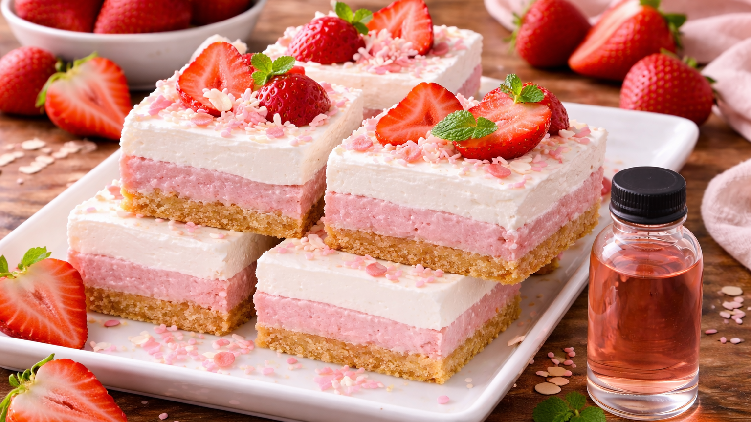 Strawberry Cream Dream Bars with Strawberry Creamsicle Flavor Extract