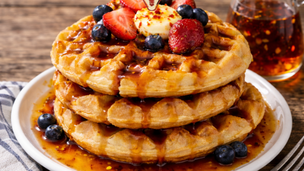 Wagyu Tallow Waffles with Spicy Maple Syrup