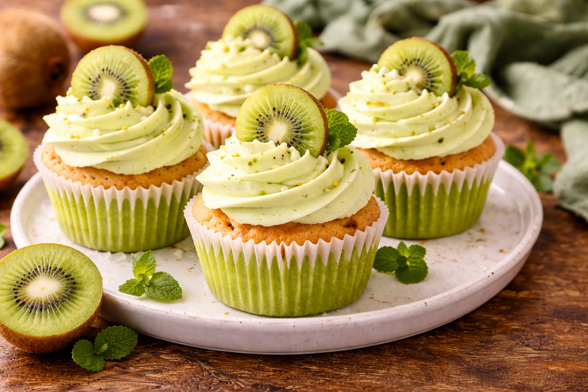 Bakery-Style Kiwi Cupcakes (with Kiwi Flavor Extract)