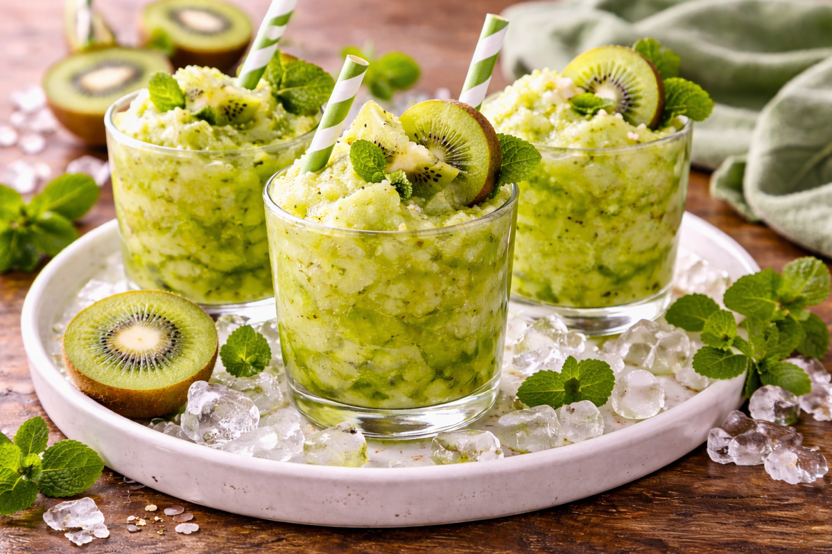 Chilled Kiwi Granita with Kiwi Flavor Extract – Refreshing Summer Ice