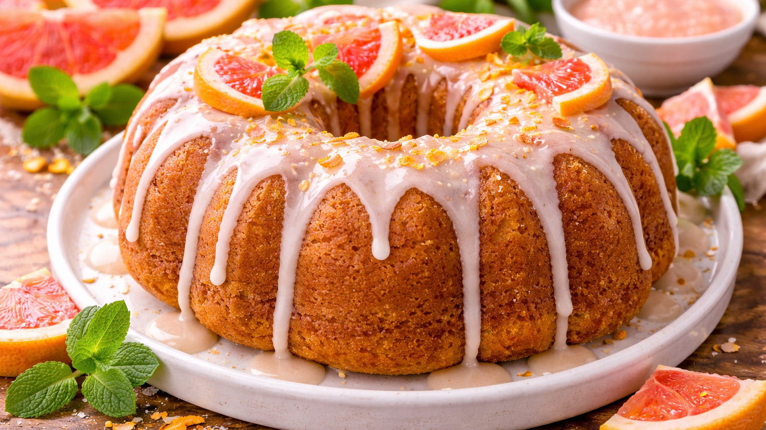 Zesty Grapefruit Extract Bundt Cake with Tangy Citrus Glaze