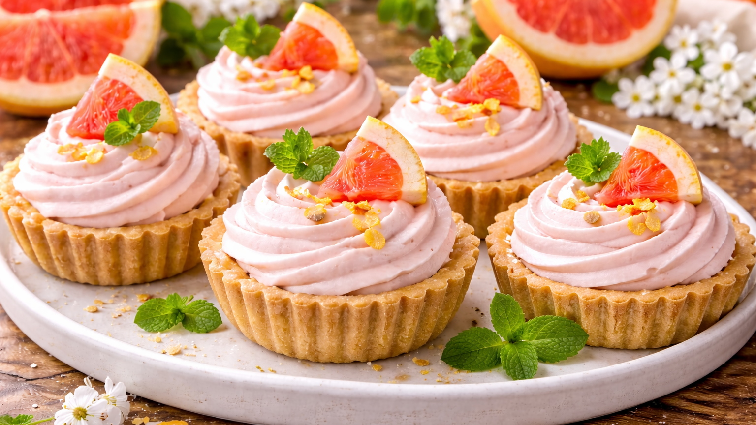 Pink Grapefruit Mousse Tartlets with Grapefruit Flavor Extract – Zesty & Silky Dessert