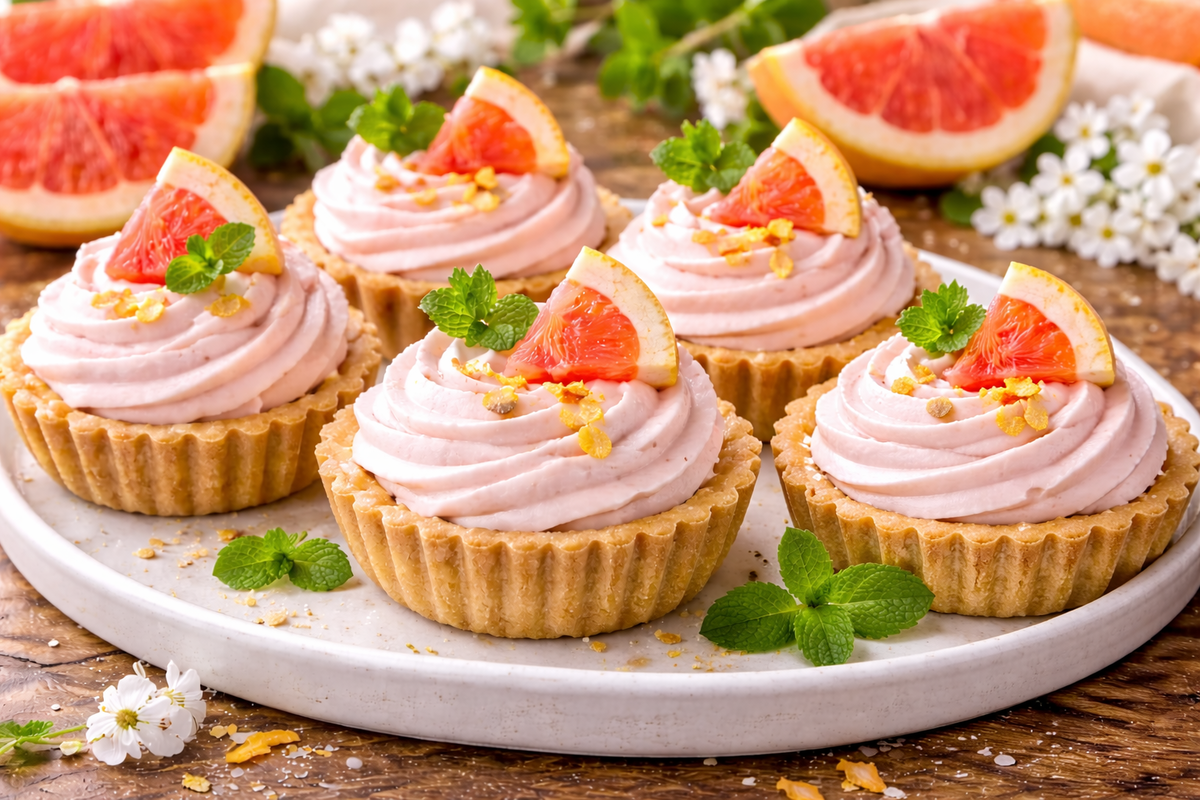 Pink Grapefruit Mousse Tartlets with Grapefruit Flavor Extract – Zesty & Silky Dessert