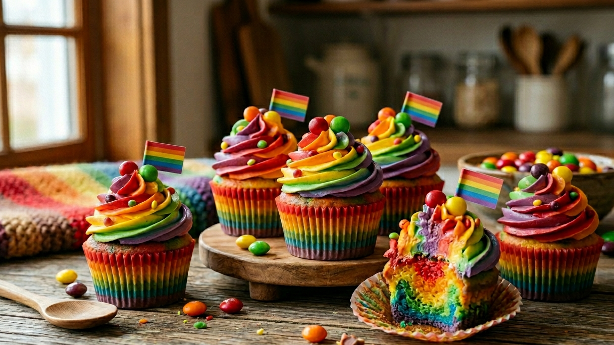 Skittles Flavor Extract Rainbow Cupcakes