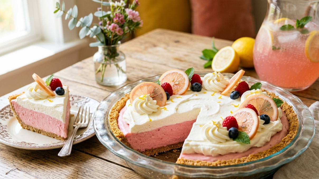 Silky Pink Lemonade No‑Bake Pie with Pink Lemonade Flavor Extract – Light & Refreshing Dessert