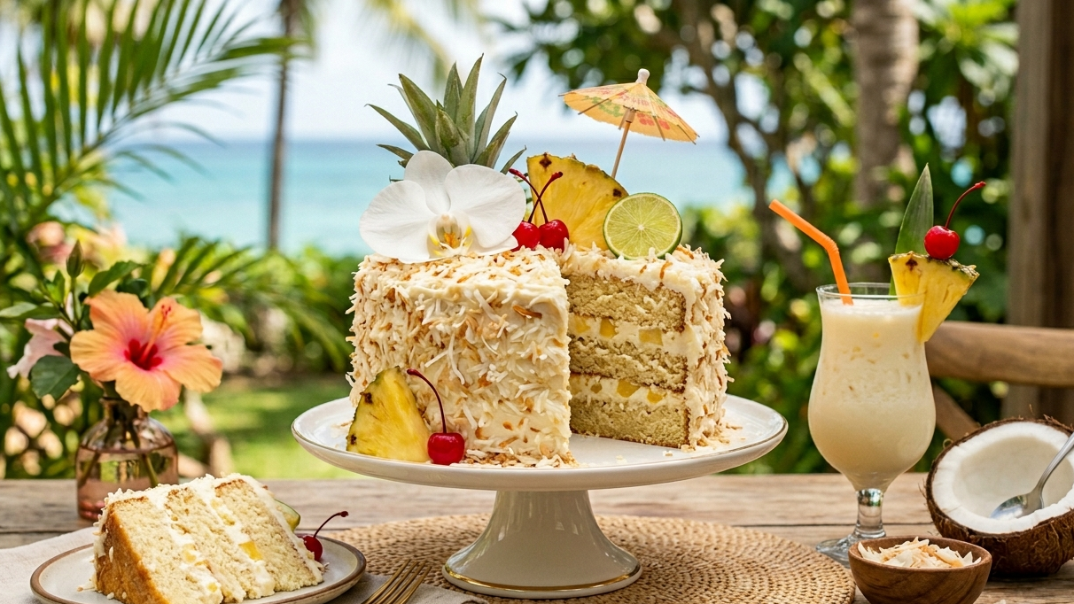 Tropical Pina Colada Cake with Extract Bliss