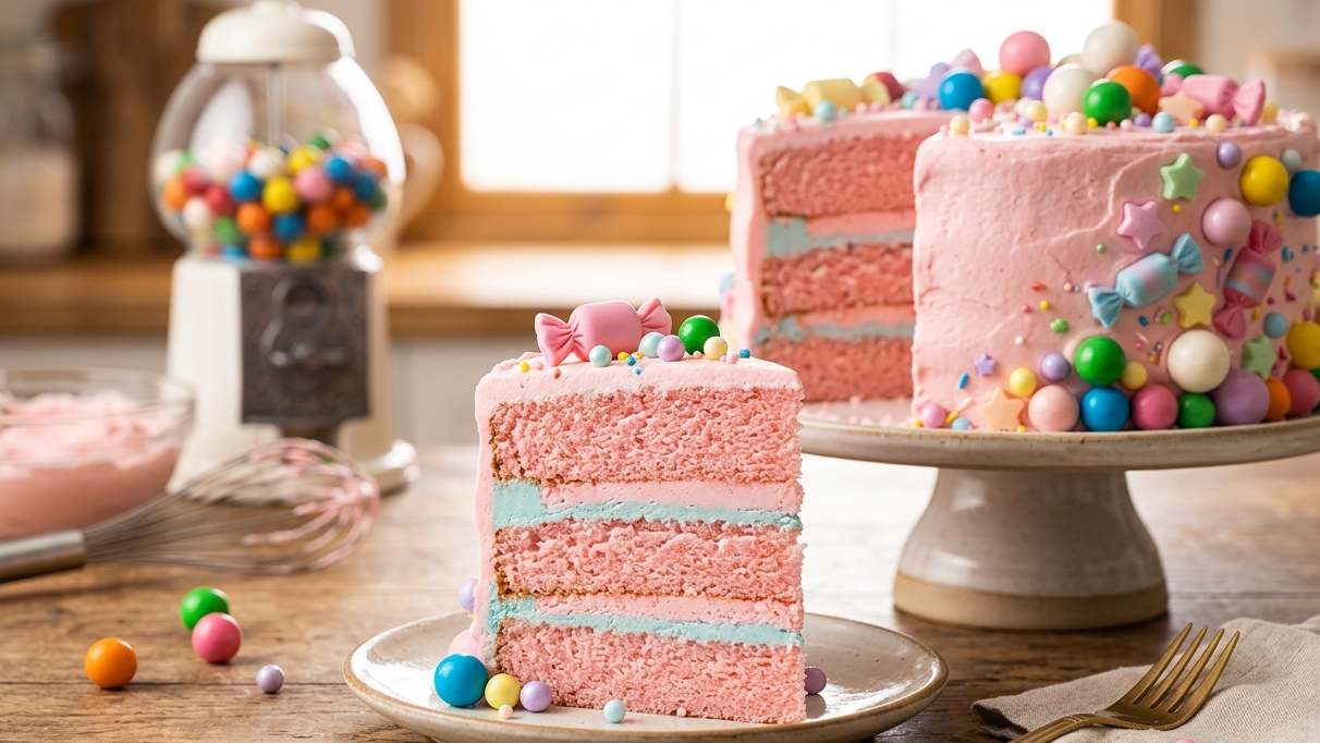 Bubble Gum Layer Cake – Fluffy Reverse‑Creamed Cake with Bubblegum Flavor