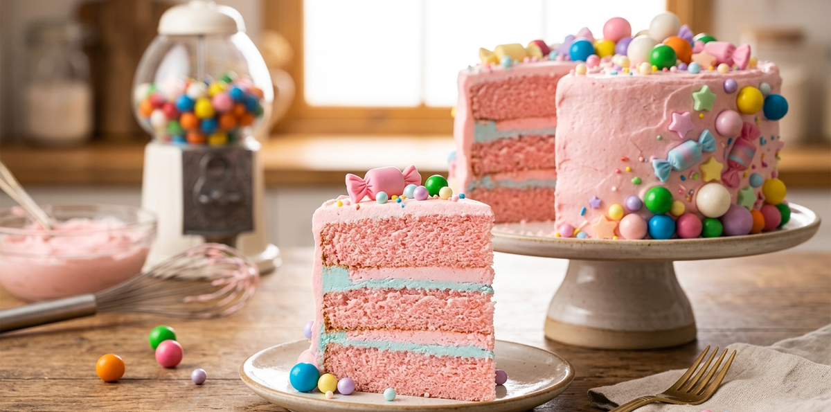 Bubble Gum Layer Cake – Fluffy Reverse‑Creamed Cake with Bubblegum Flavor