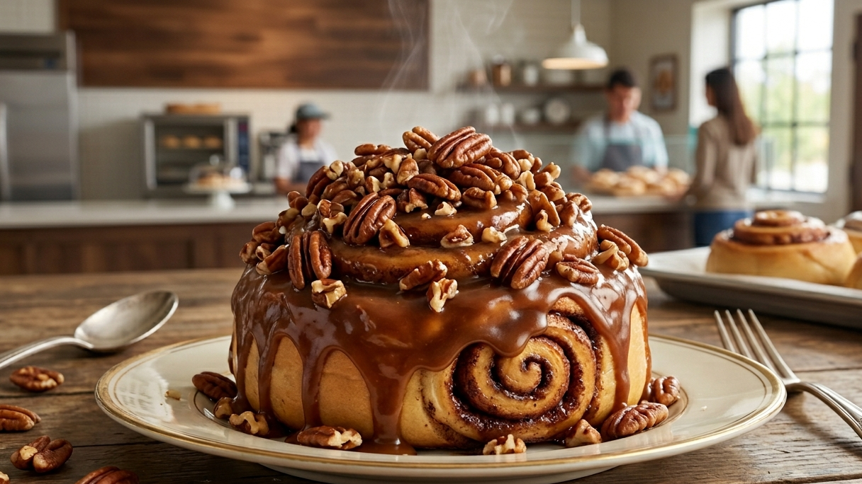 Cinnabon-Style Caramel Pecan “Pecanbons” with Cinnabon Flavor