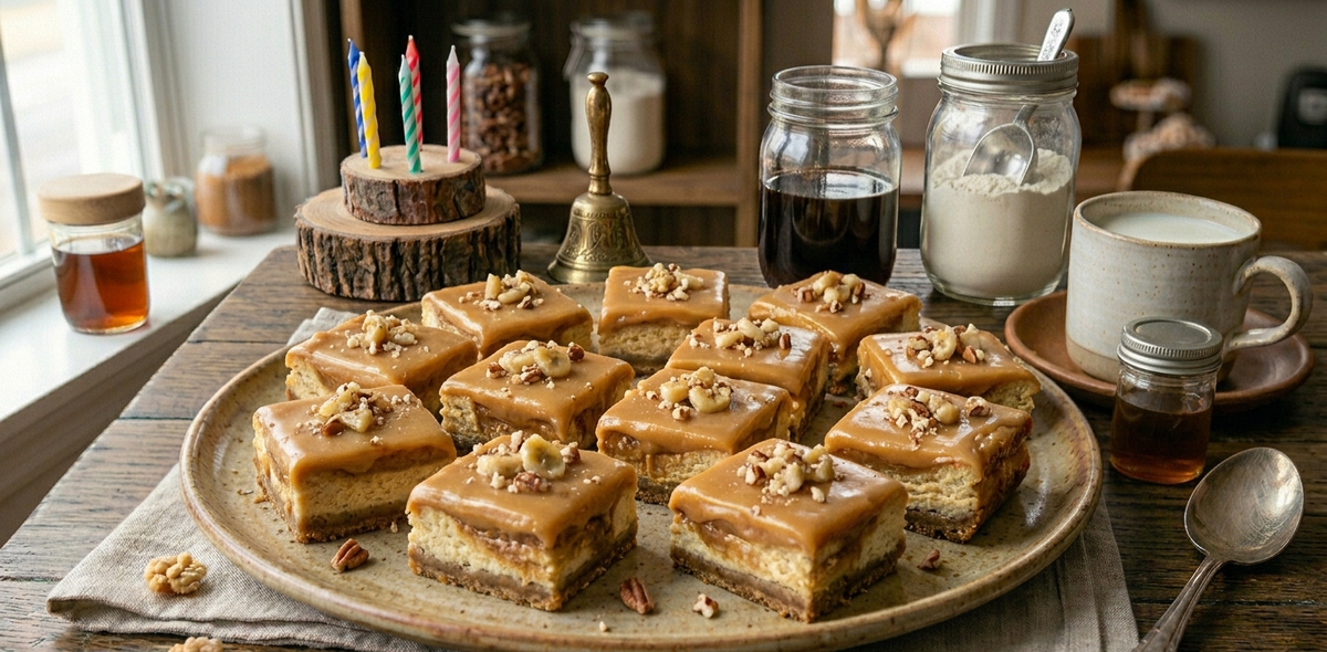 Caramel Banana Cheesecake Bars with Caramel Extract