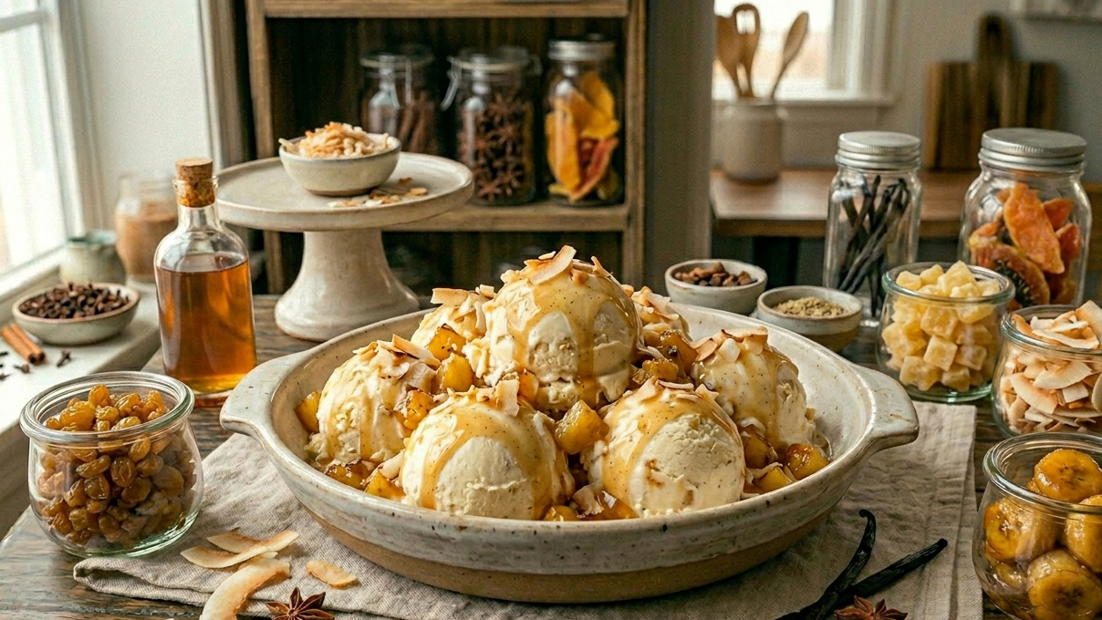 Tropical Rum-Extract Ice Cream — No-Churn Caribbean Dessert Bliss