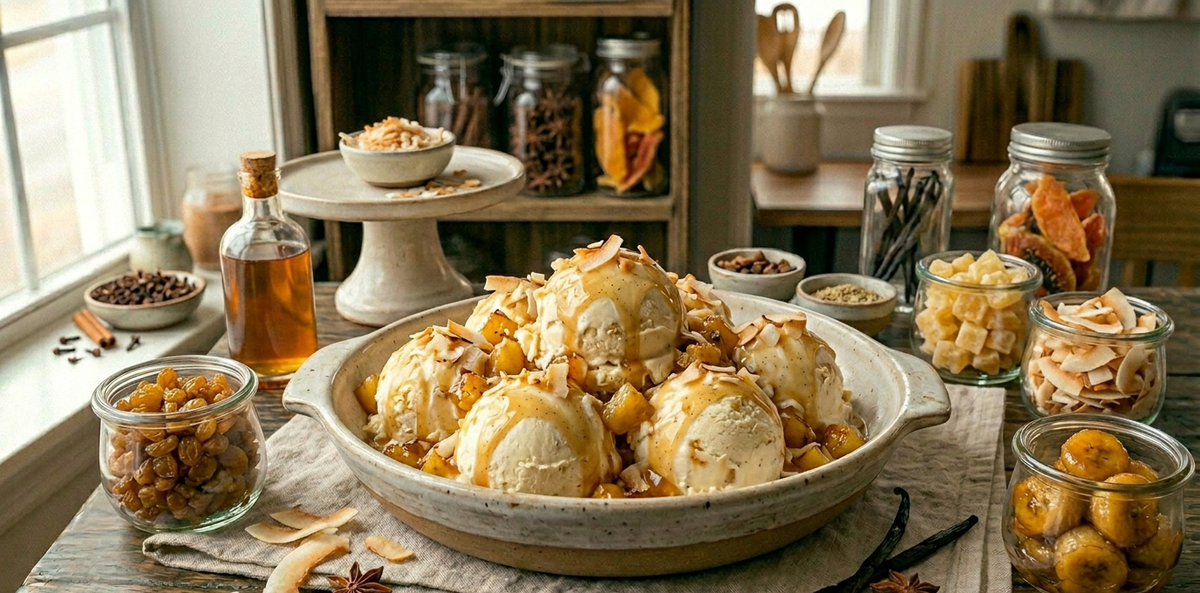 Tropical Rum-Extract Ice Cream — No-Churn Caribbean Dessert Bliss