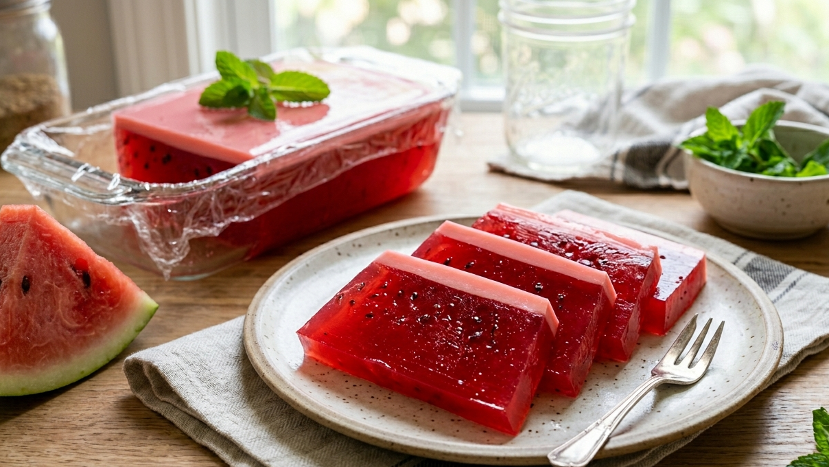 Set-Slice Watermelon Jello with a Touch of Watermelon Extract – Easy No-Bake Dessert