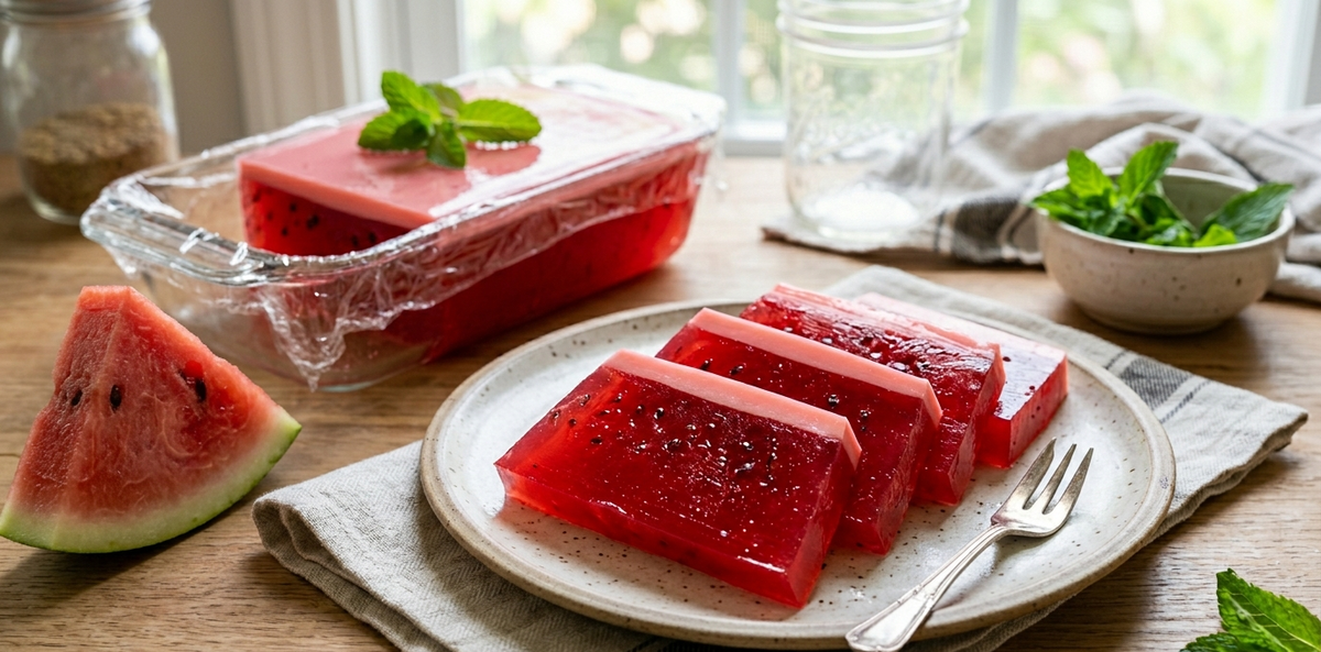 Set-Slice Watermelon Jello with a Touch of Watermelon Extract – Easy No-Bake Dessert
