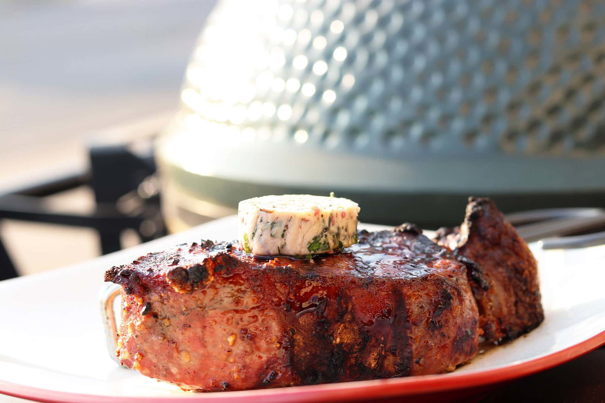 Strip Steak with Red Wine Compound Butter