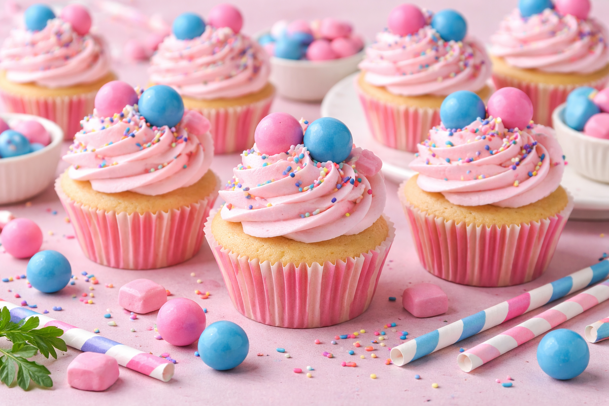Bubblicious Bubblegum Cupcakes with Bubblegum Buttercream Frosting