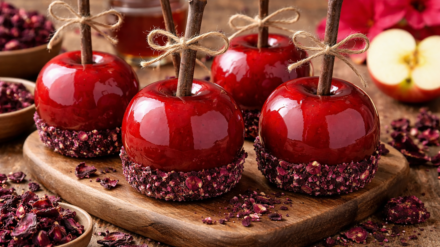 Hibiscus Caramel Apples