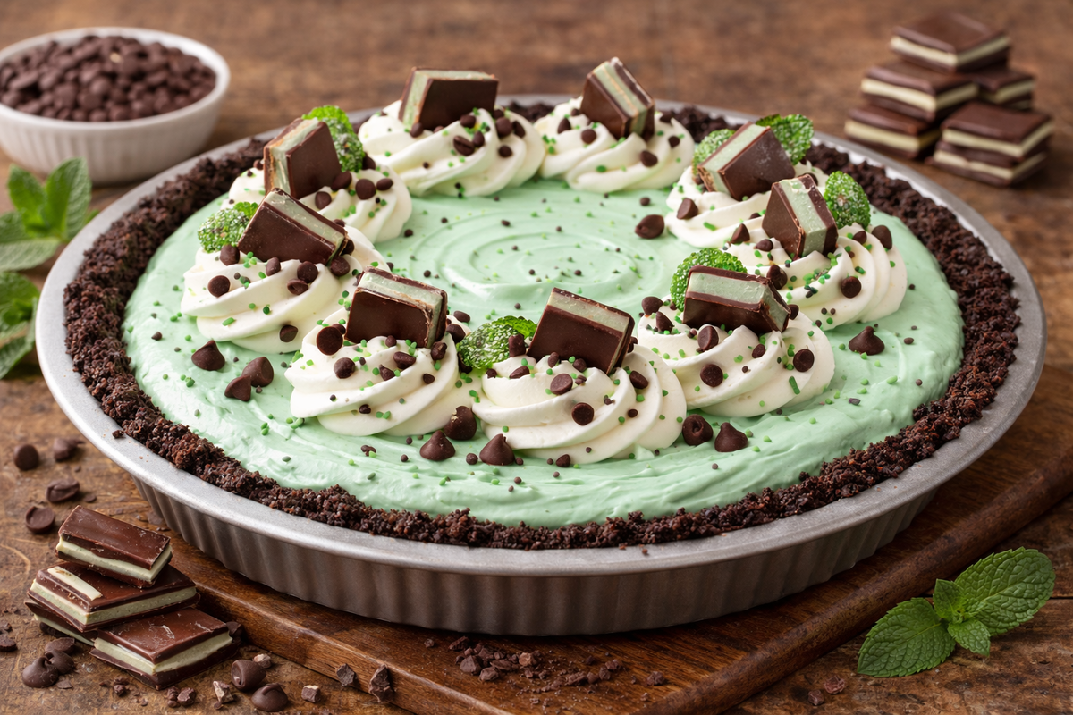 Classic Grasshopper Pie with Mint Extract – No-Bake Chocolate Crust Dessert