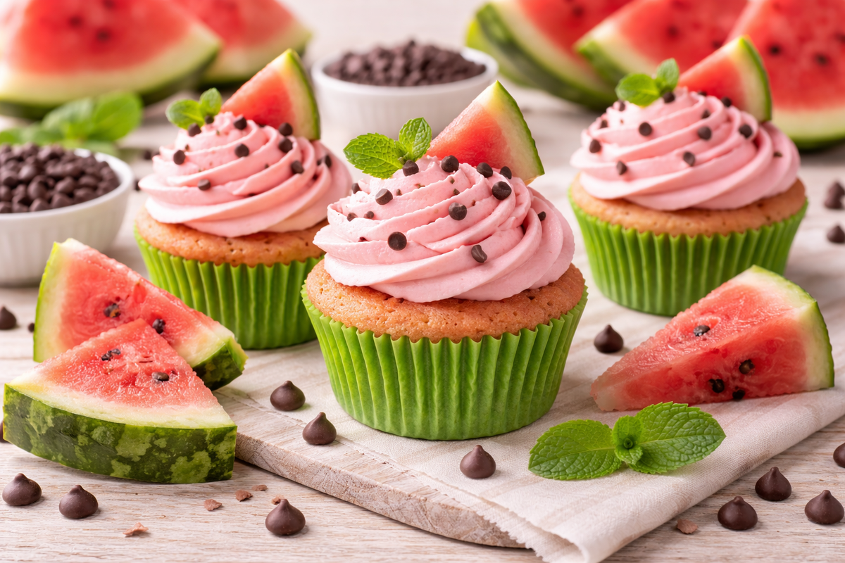 Watermelon Cupcakes with Watermelon Extract