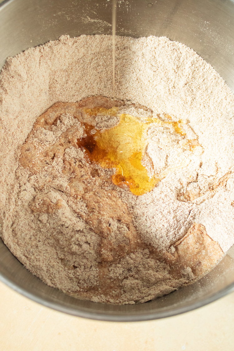Image of Add in your warm water , honey and stir until...