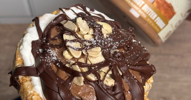 Snicker’s Inspired Fit Butters Chocolate Peanut Butter Fudge Rice Cake Treat