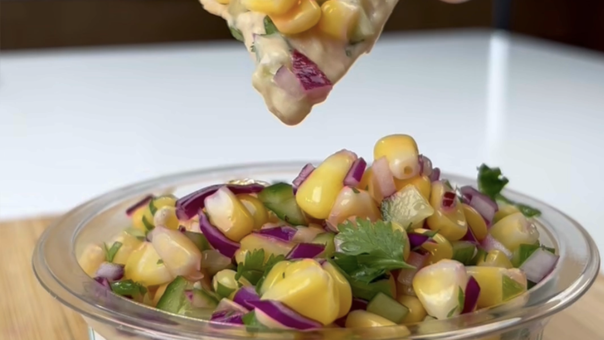Image of Garden Bliss Salad with Roasted Garlic & Cilantro Hummus