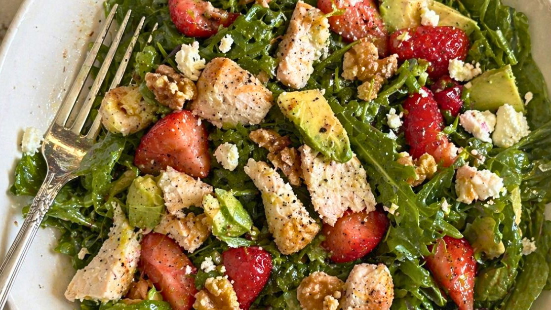Image of Strawberry Chicken Salad with Rosemary Olive Oil (Easy Recipe)