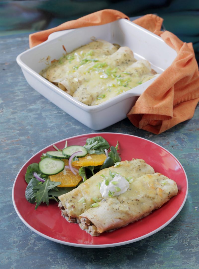 Green Chilli Chicken Enchiladas