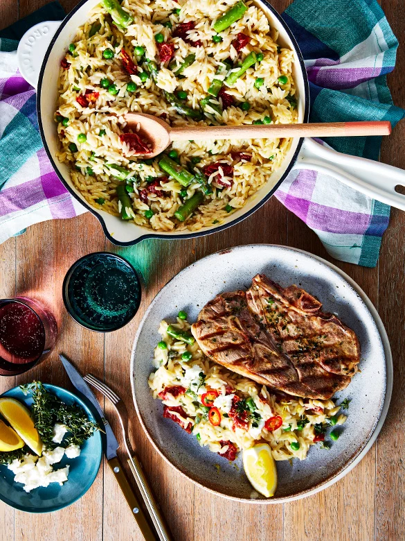 Lamb BBQ Chops with Asparagus & Lemon Risoni
