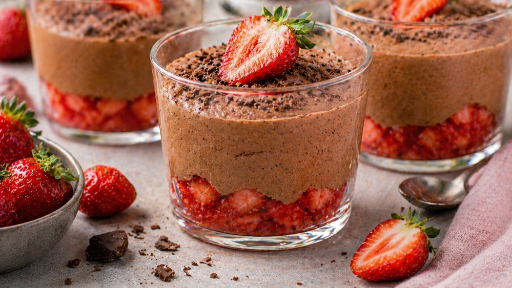Image of Mousse au Chocolat mit Erdbeeren