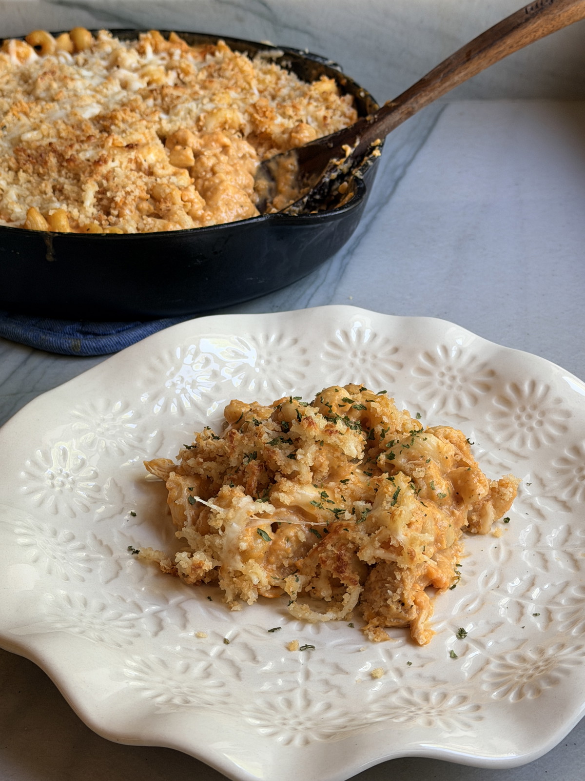 Southern Magic Sweet Potato Mac & Cheese with BBQ Rotisserie Chicken