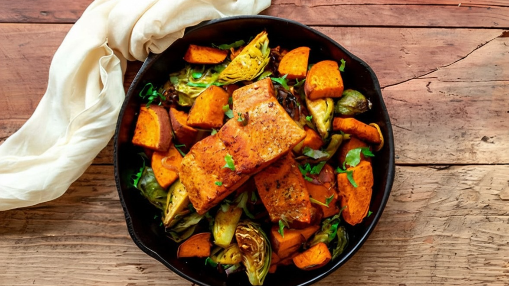 Image of Moroccan Spiced Salmon with Roasted Winter Vegetables