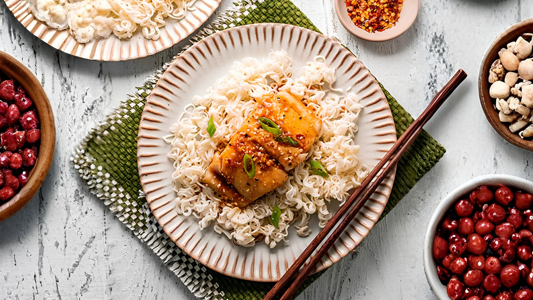 Image of Ginger Soy Sablefish over Ramen Noodles