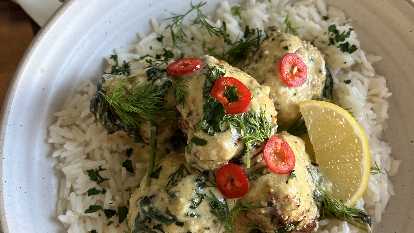 Creamy Greek Style Chicken Meatballs