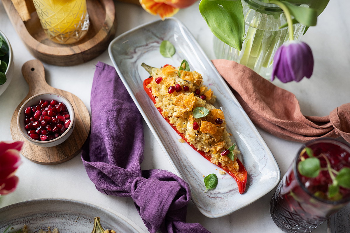 Gefüllte Spitzpaprika mit Couscous und Feta