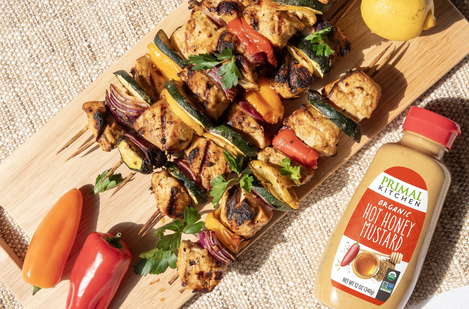Hot Honey Mustard Chicken Skewers – Primal Kitchen