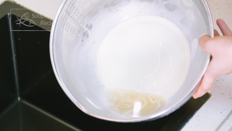 Image of Carefully pour off the top liquid, keeping the starch behind....