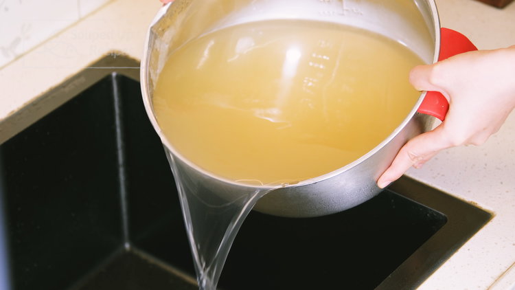 Image of The next day, pour off the liquid again. Transfer the...