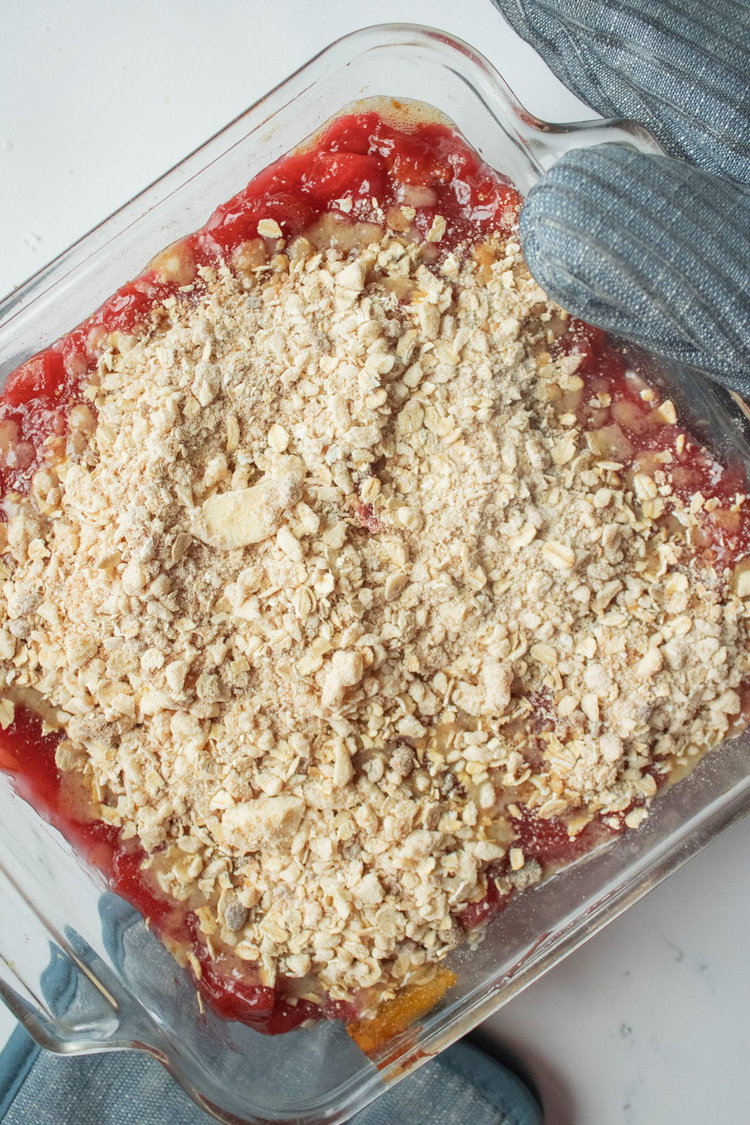 Image of In a 9 x 13 pan, lightly greased. Put half...