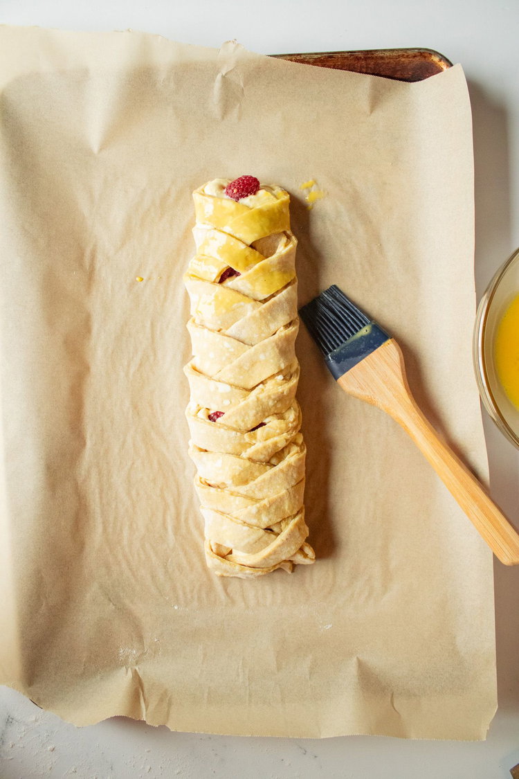 Image of Braid the dough. Put back into the fridge for 15...