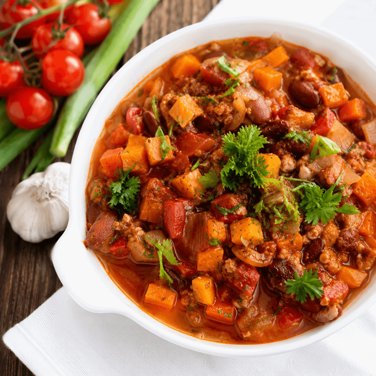 Chili met zoete aardappel 