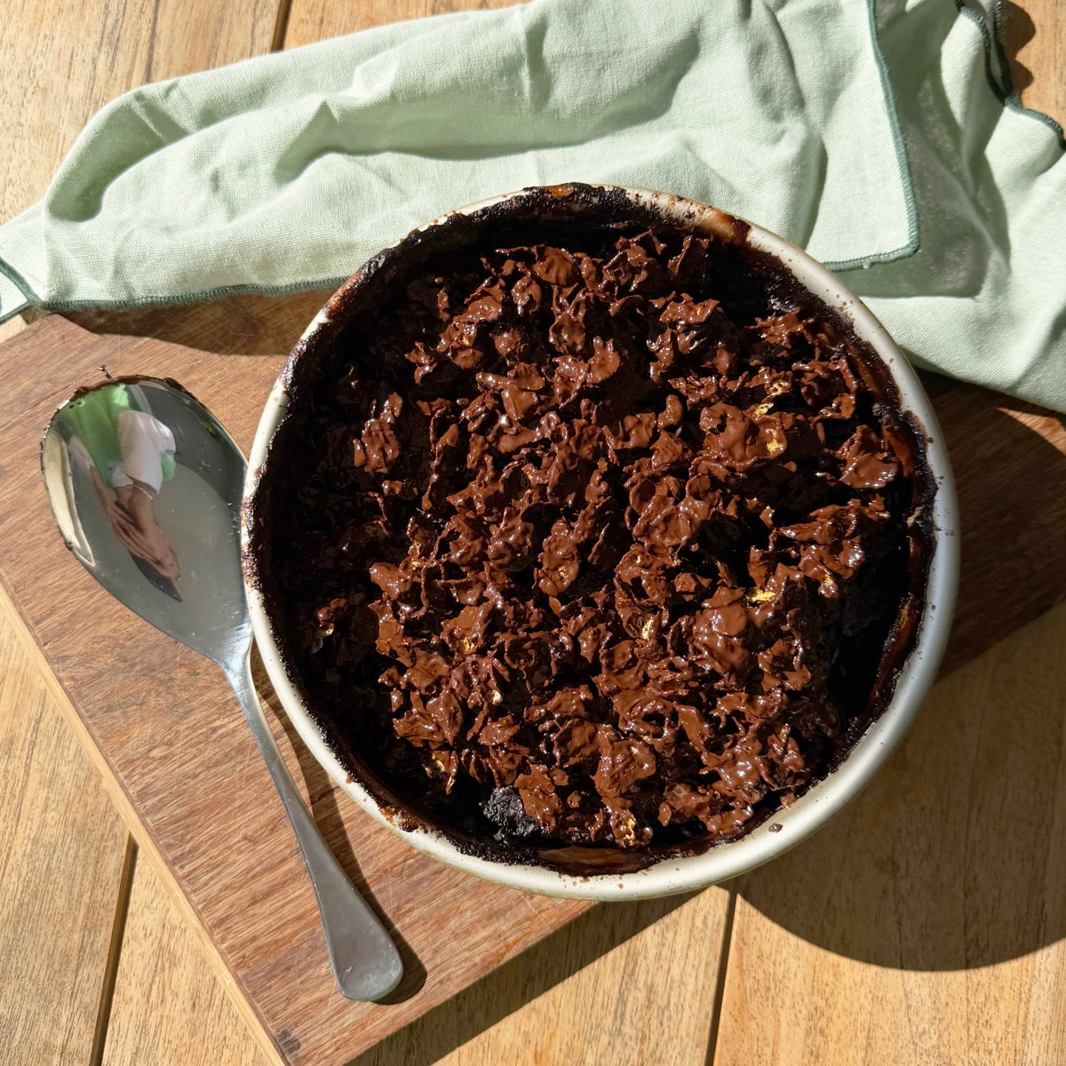 Chocolate Self Saucing Pud w/ Cornflakes