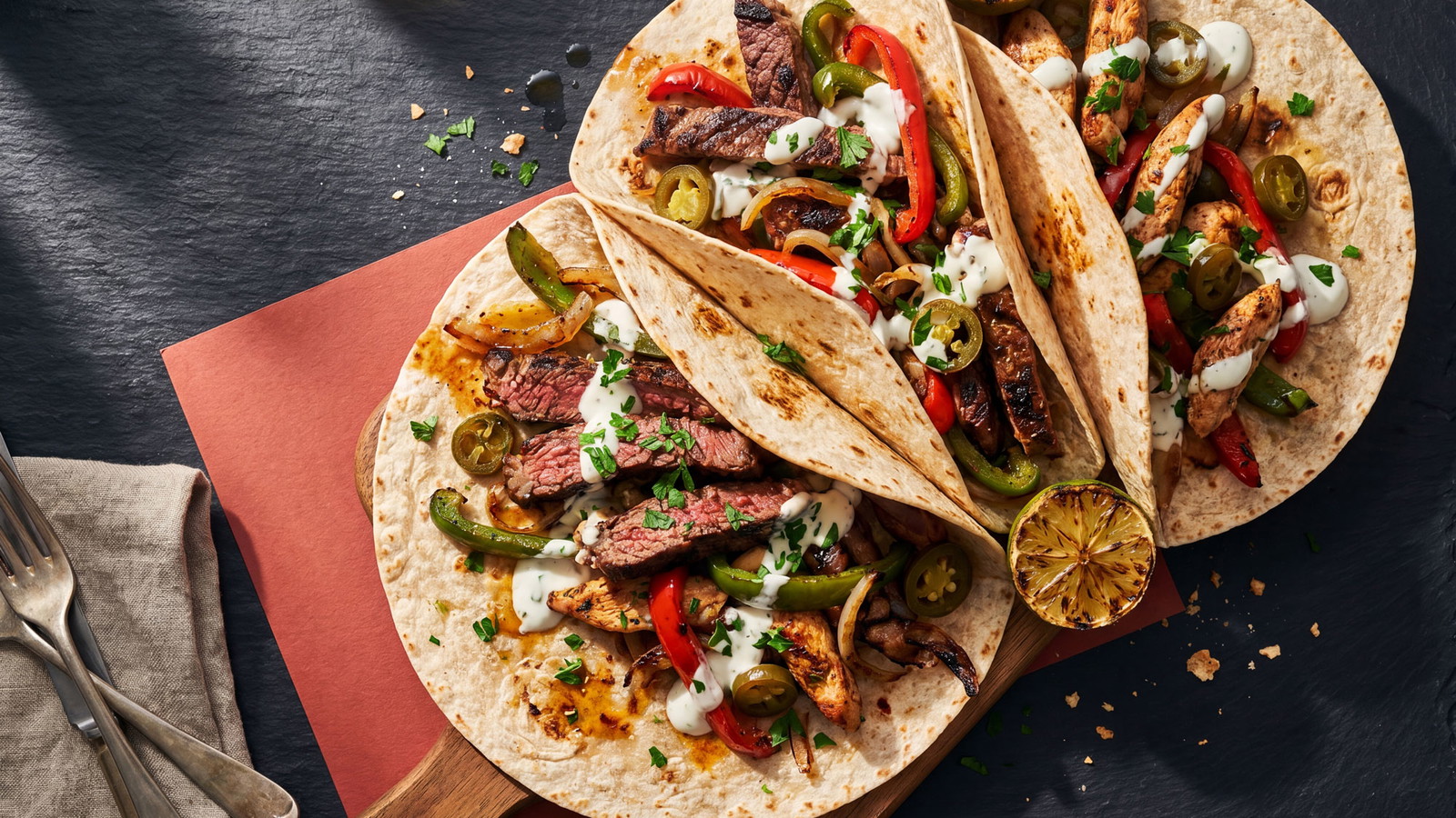 Fajitas von der Feuerplatte