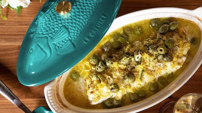 Image of Oven-Braised Fish with Tarragon, Leeks and White Wine