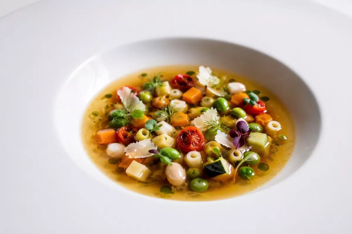 Minestrone mit geröstetem Gemüse & Basilikumöl