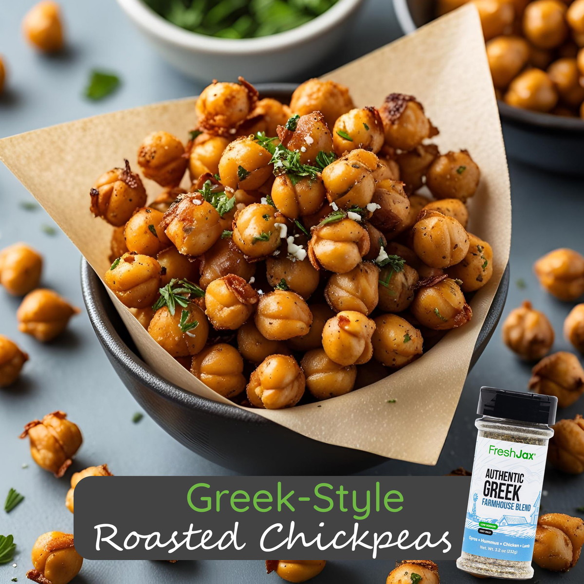 Greek-Style Roasted Chickpeas (Snack)