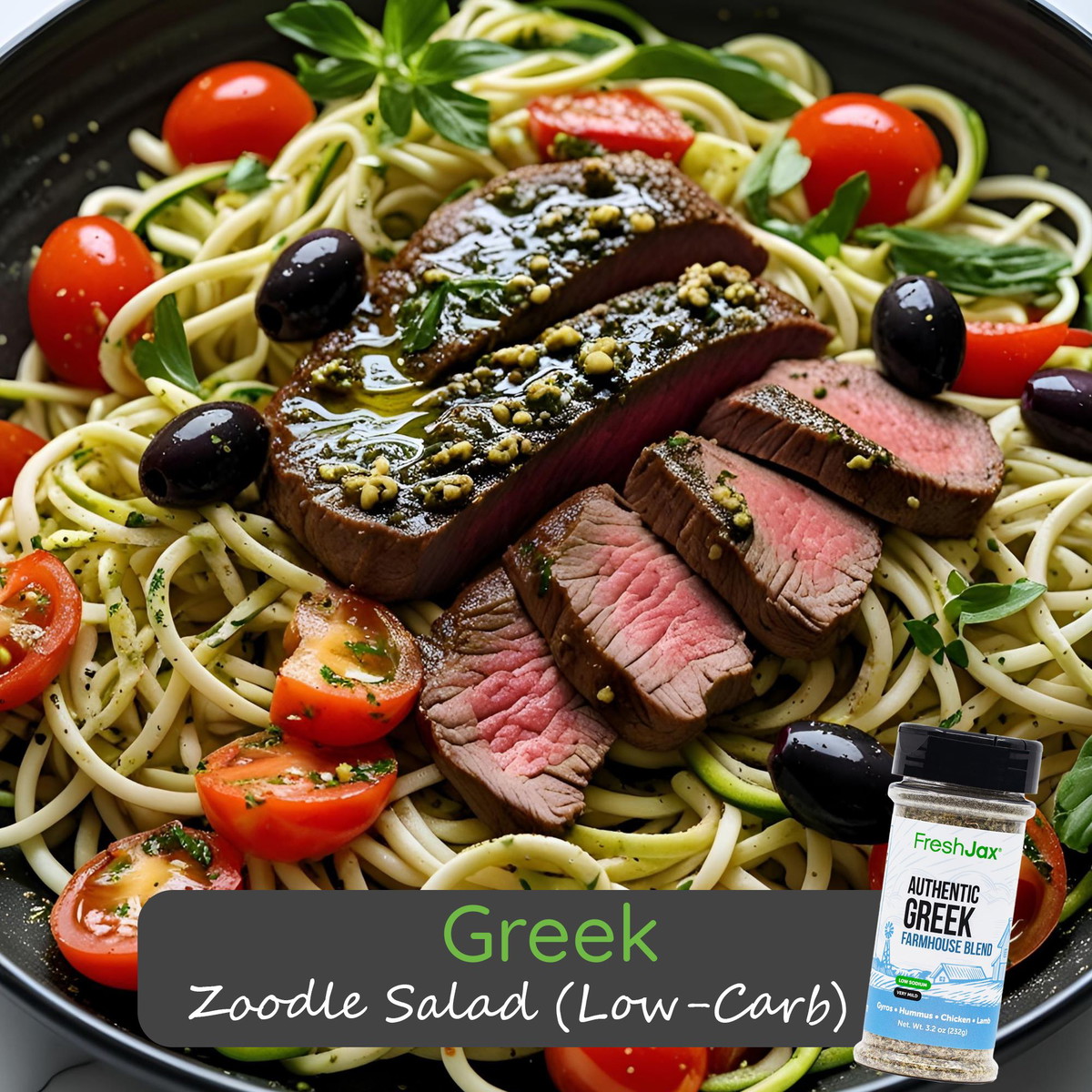 Greek Zoodle Salad (Low-Carb)