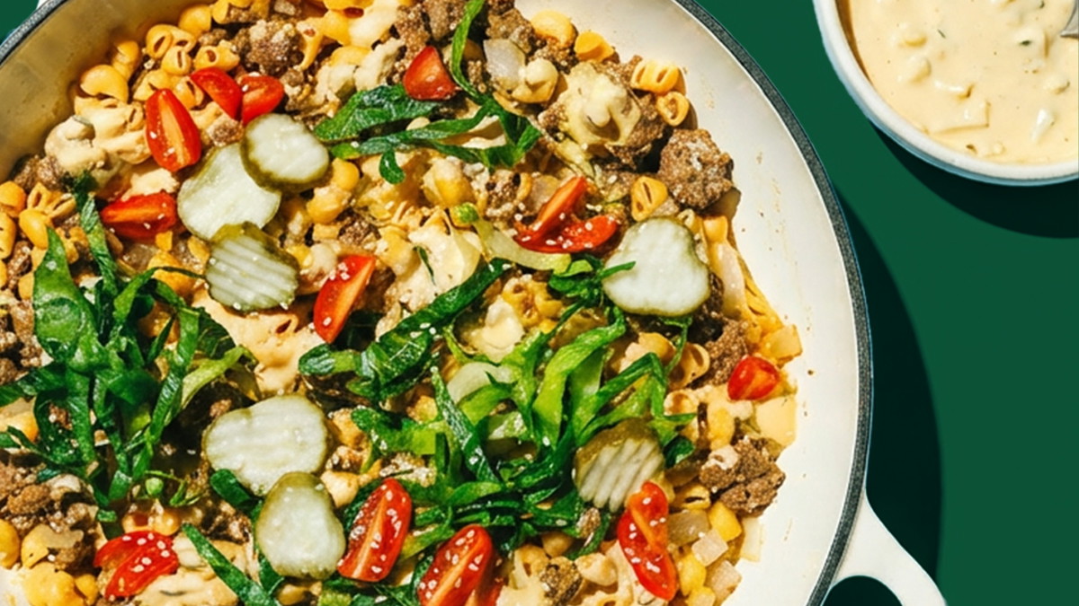 High Protein Big Mac Pasta Skillet